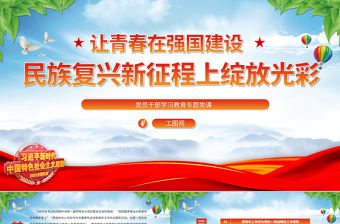 2023讓青春在強(qiáng)國(guó)建設(shè)、民族復(fù)興新征程上綻放光彩PPT大氣精美風(fēng)黨員干部學(xué)習(xí)教育專題黨課課件