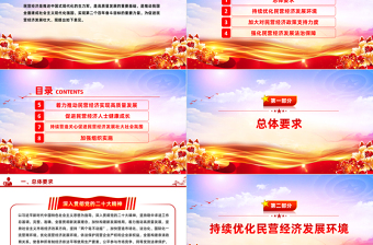 關(guān)于促進民營經(jīng)濟發(fā)展壯大的意見PPT紅色黨政風(fēng)促進民營經(jīng)濟發(fā)展壯大提振民營企業(yè)家信心專題黨課課件
