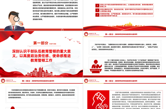 以教育整頓推動干部隊伍高質(zhì)量發(fā)展PPT精美大氣在學(xué)習(xí)貫徹主題教育中開展干部隊伍教育整頓黨課