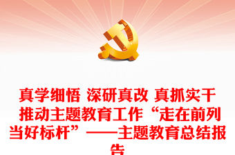真學細悟 深研真改 真抓實干 推動主題教育工作“走在前列當好標桿”——主題教育總結報告
