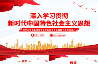 2023深入學習貫徹新時代中國特色社會主義思想PPT簡潔精美風黨員干部學習教育專題黨課課件模板