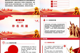 2023主題教育民主生活會PPT紅色簡潔黨員檢視問題原因分析及整改措施模板