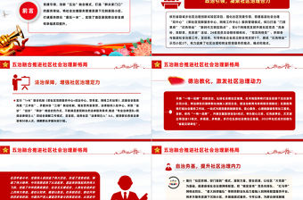 五治融合PPT紅色簡(jiǎn)潔五治融合推進(jìn)社區(qū)社會(huì)治理新格局黨建引領(lǐng)基層治理課件