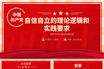 2023自信自立的理論邏輯和實踐要求PPT大氣精美風黨員干部學習教育專題黨課課件