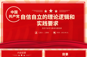 2023自信自立的理論邏輯和實(shí)踐要求PPT大氣精美風(fēng)黨員干部學(xué)習(xí)教育專題黨課課件