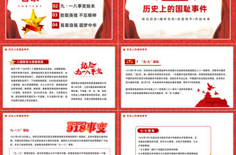 2023銘記歷史勿忘國恥九一八事變PPT紅色黨政風吾輩自強圓夢中華勿忘九一八課件模板