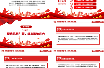 2023主題教育階段性工作總結(jié)PPT紅色簡(jiǎn)潔四個(gè)聚焦寫好主題教育四色文章模板