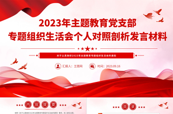 2023年主題教育黨支部專題組織生活會(huì)個(gè)人對(duì)照剖析發(fā)言材料PPT