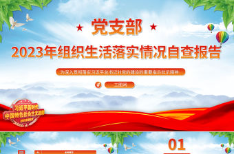 黨支部2023年組織生活落實情況自查報告PPT模板
