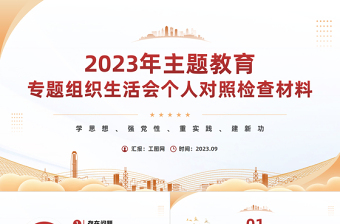 2023年主题教育专题组织生活会个人对照检查材料PPT模板课件