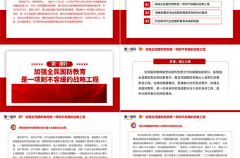 不斷深化全民國防教育實踐PPT紅色簡潔增強全民國防觀念和憂患意識筑牢國家安全防線課件