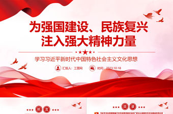 2023為強國建設、民族復興注入強大精神力量ppt精美簡潔風學習習近平新時代中國特色社會主義文化思想黨內主題教育黨課課件