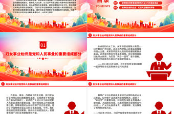 紅色大氣總書記關于堅持中國特色社會主義婦女發展道路婦聯黨課課件下載
