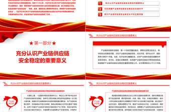 2023提高我國產業鏈供應鏈安全穩定程度ppt精美簡潔風學習了解習近平新時代經濟發展思想黨支部黨組織黨員學習培訓黨課課件