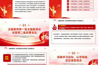 2023第二批新時代中國特色思想主題教育PPT紅色黨政風學習貫徹新時代中國特色社會主義思想主題教育工作專題黨課課件模板下載