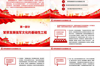 建設服務基層服務官兵的強軍文化PPT簡約大氣深入開展學習第二批主題教育專題黨課課件模板