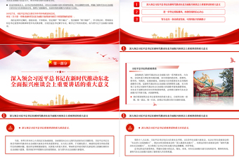  奮力譜寫中國式遼寧全面振興新篇章PPT紅色黨政風深入學習新時代推動東北全面振興座談會專題課件模板下載
