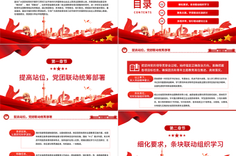紅色黨政風堅持“兩手抓”用好“四聯(lián)動”PPT抓實全省團員和青年主題教育黨課課件模板