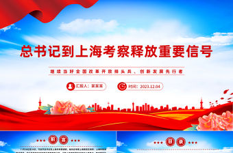 總書記在上海考察調研PPT紅色精美深入調研金融科技和民生工作以中國式現代化全面推進強國建設民族復興偉業課件