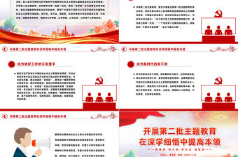 在深學細悟中提高本領PPT紅色簡潔開展好第二批主題教育黨課課件