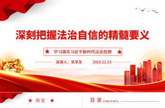 深刻把握法治自信的精髓要義ppt紅色極簡風習近平法治思想黨組織專題微黨課