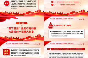 “四下基層”彰顯歷久彌新的時代價值和實踐偉力PPT黨政風學習思想主題教育黨課課件模板