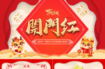 2024開門紅PPT紅色喜慶一季度開門紅勞動競賽方案宣導模板