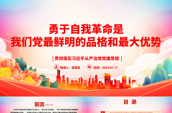 勇于自我革命是我們黨最鮮明的品格和最大優(yōu)勢ppt大氣黨建習(xí)近平從嚴(yán)治黨思想微黨課