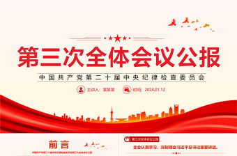 精美風中國共產(chǎn)黨第二十屆中央紀律檢查委員會第三次全體會議公報PPT專題課件模板