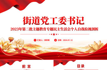 街道黨工委書記2023年第二批主題教育專題民主生活會個人自我檢視剖析PPT模板