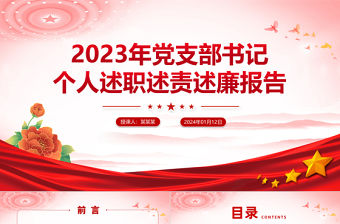 2023年黨支部書記個人述職述責述廉報告PPT模板