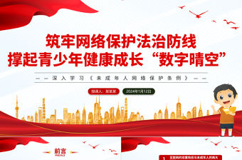 筑牢網絡保護法治防線撐起青少年健康成長“數字晴空”PPT黨建風深入學習《條例》課件模板