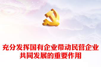 充分發(fā)揮國有企業(yè)帶動民營企業(yè)共同發(fā)展的重要作用PPT精美深入學習中央經(jīng)濟工作會議主題黨課(講稿)