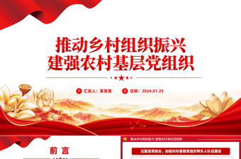 推動鄉(xiāng)村組織振興建強農(nóng)村基層黨組織PPT大氣簡潔基層黨組織建設黨課