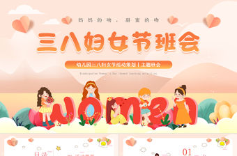 三八婦女節班會PPT精美可愛幼兒園女神節活動策劃下載