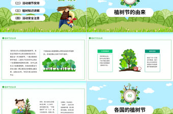 植樹節一起去植樹PPT卡通插畫風312植樹節課件