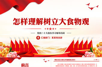怎樣理解樹立大食物觀PPT紅色大氣黨的二十大報(bào)告學(xué)習(xí)輔導(dǎo)百問黨課