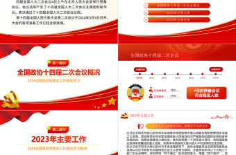 2024年全國兩會政協工作報告PPT紅色黨政風學習全國兩會政協工作報告黨課課件
