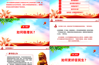權威解讀2024政府工作報告新部署PPT紅色精美兩會專題黨課