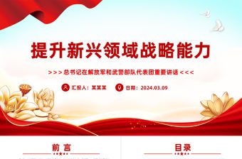 提升新興領(lǐng)域戰(zhàn)略能力PPT精美簡潔總書記2024兩會重要講話