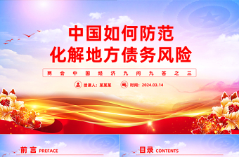 中國如何防范化解地方債務風險PPT大氣簡潔兩會中國經(jīng)濟九問九答之三系列課件