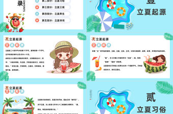 二十四節氣之立夏PPT清新卡通風立夏節氣介紹班會課件