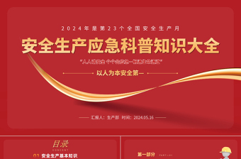 紅色創(chuàng)意2024年安全生產(chǎn)應(yīng)急科普知識大全之以人為本安全第—PPT課件下載