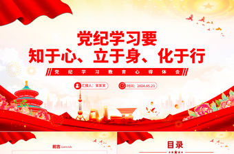 紅色黨政風要知于心立于身化于行黨紀學習教育PPT課件