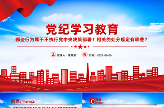 哪些行為屬于不執行黨中央決策部署與相關的處分規定有哪些PPT紅色創意黨紀學習教育課件