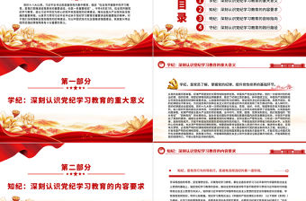 精美黨政風學紀知紀明紀守紀切實開展好黨紀學習教育PPT課件模板