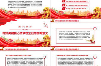 打好關鍵核心技術攻堅戰PPT簡約風發展新質生產力的核心要素微黨課課件