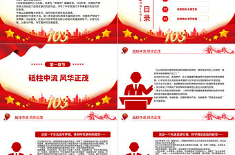 確保黨始終成為時代先鋒民族脊梁PPT黨政風寫在中國共產黨成立103周年之際課件模板