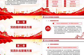 2024上半年黨建工作自查報告PPT精美大氣黨政匯報模板