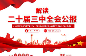 黨的二十屆三中全會公報PPT簡潔大氣學習黨的三中全會精神黨課